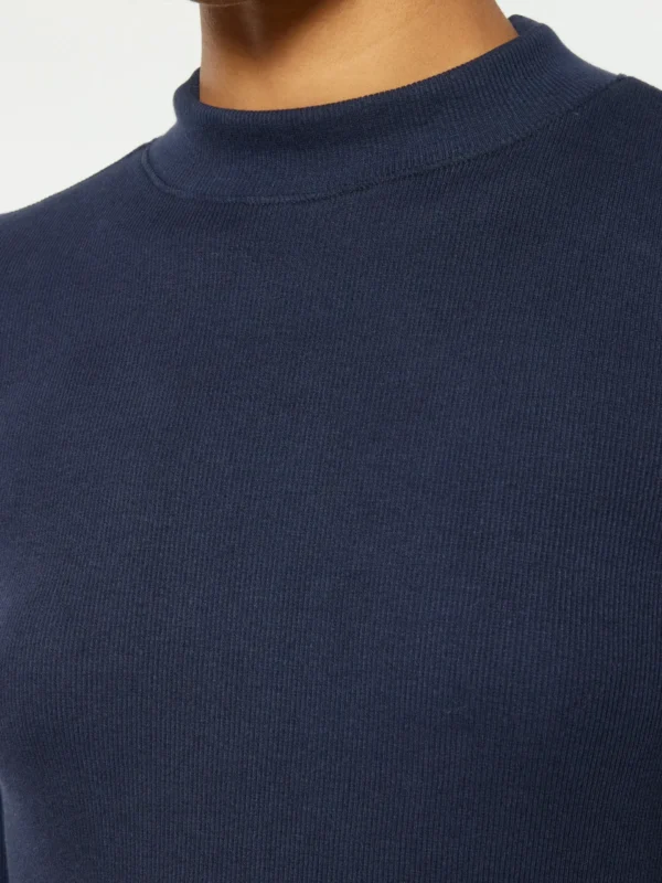 100076-1412-1 KnowledgeCotton Apparel Langærmet T-shirt (Navy) – Dame | T-shirt