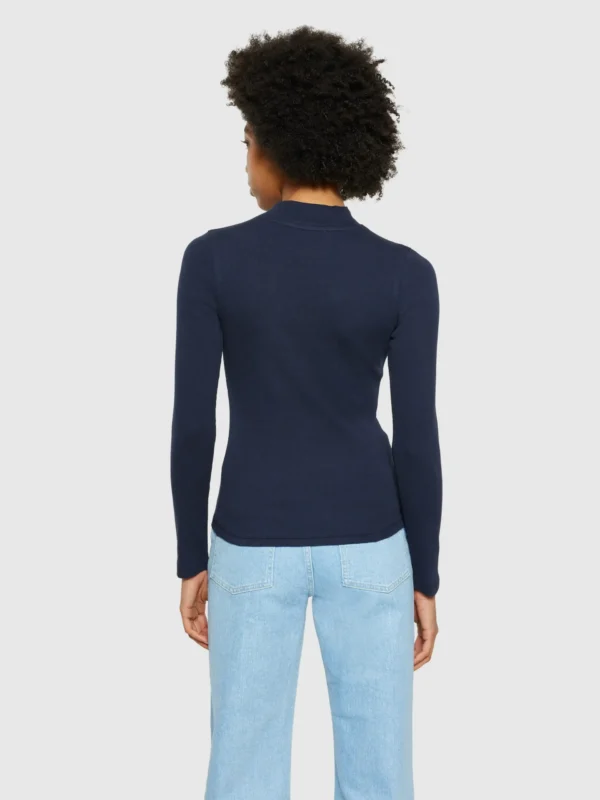 100076-1412-3 KnowledgeCotton Apparel Langærmet T-shirt (Navy) – Dame | T-shirt