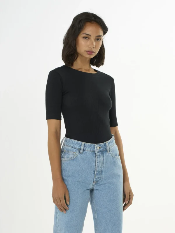 2010014-1300-3 KnowledgeCotton Apparel T-shirt (Sort) – Dame | T-shirt