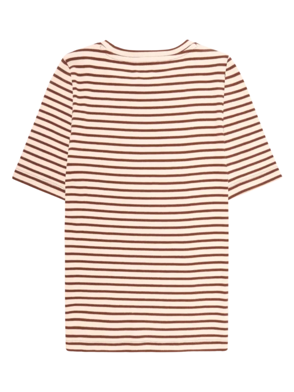 KnowledgeCotton Apparel Stribet T-shirt (Brun/Cremehvid) – Dame | T-shirt