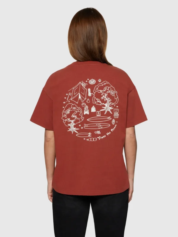 KnowledgeCotton Apparel Logo T-Shirt (Rødbrun) – Dame | T-shirt