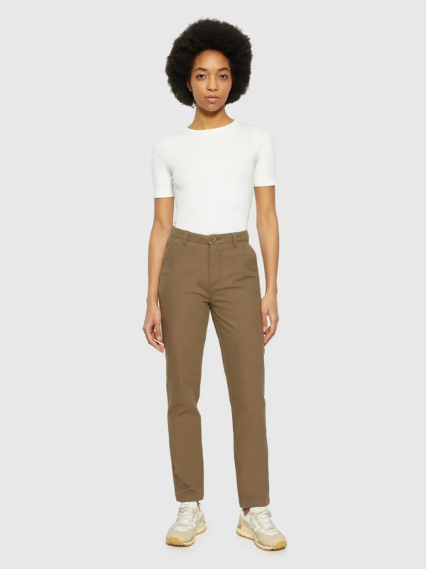 KnowledgeCotton Apparel Dark Olive Chinos (Mid rise) – Dame | Bukser