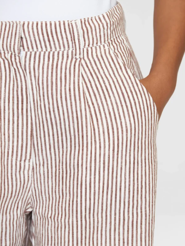 KnowledgeCotton Apparel Stribet Bukser (Brun/Cremehvid) – Dame | Bukser