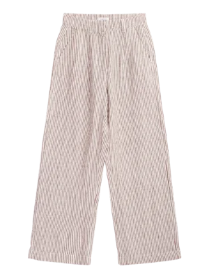 2070042-8026-5 KnowledgeCotton Apparel Stribet Bukser (Brun/Cremehvid) – Dame | Bukser