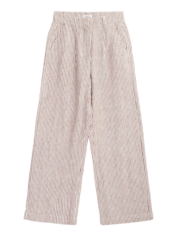 KnowledgeCotton Apparel Stribet Bukser (Brun/Cremehvid) – Dame | Bukser