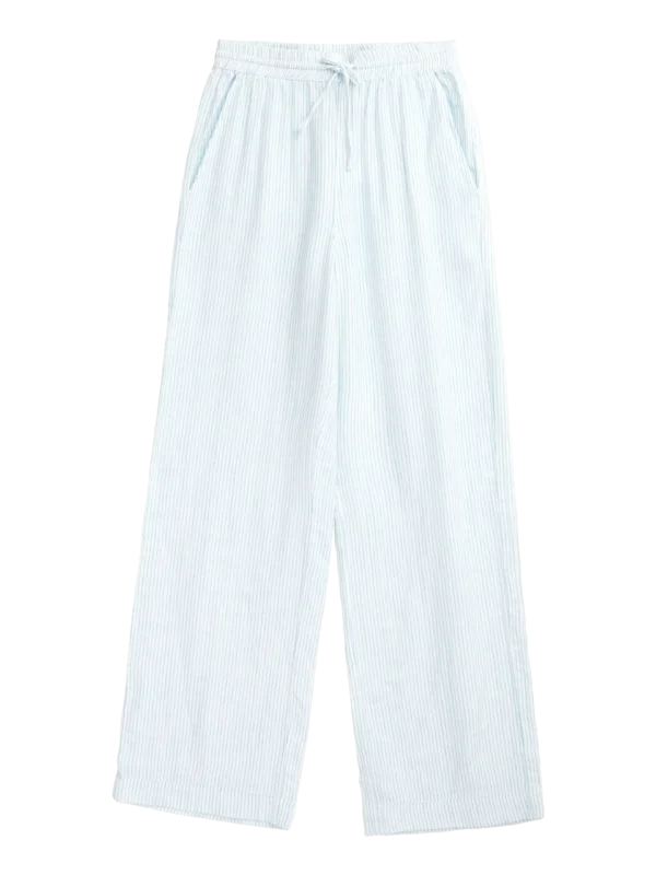 2070043-8021-5 KnowledgeCotton Apparel Stribet Bukser (Blå/Cremehvid) – Dame | Bukser