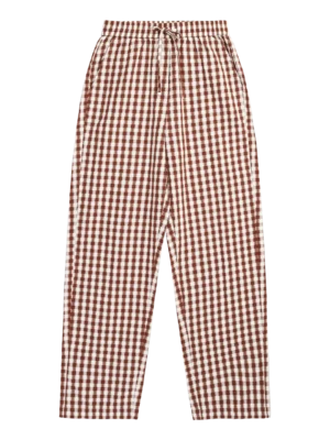 2070044-7026-5 KnowledgeCotton Apparel Ternet Bukser (Brun/Cremehvid) – Dame | Bukser