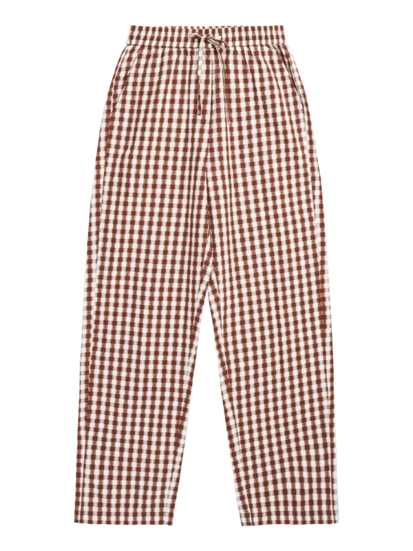 2070044-7026-5 KnowledgeCotton Apparel Ternet Bukser (Brun/Cremehvid) – Dame | Bukser