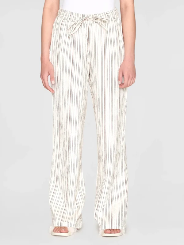 2070046-8026-2 KnowledgeCotton Apparel Stribet Bukser (Hvid/Brun) – Dame | Bukser