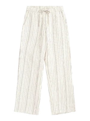 2070046-8026-5 KnowledgeCotton Apparel Stribet Bukser (Hvid/Brun) – Dame | Bukser