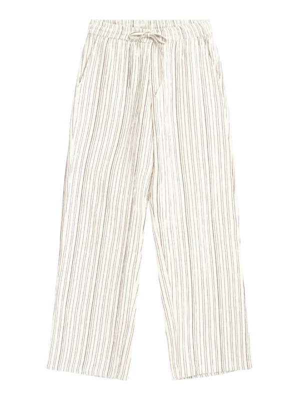 2070046-8026-5 KnowledgeCotton Apparel Stribet Bukser (Hvid/Brun) – Dame | Bukser