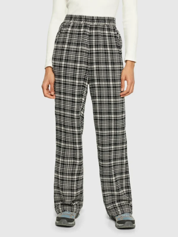 2070054-8021-2 KnowledgeCotton Apparel Posey Wide (Sort/Hvid) – Dame | Bukser