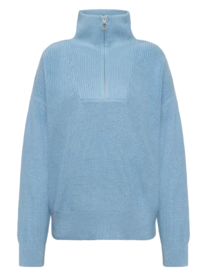 2080023-1463-5 KnowledgeCotton Apparel Half-zip Trøje (Turkis) – Dame | Strik