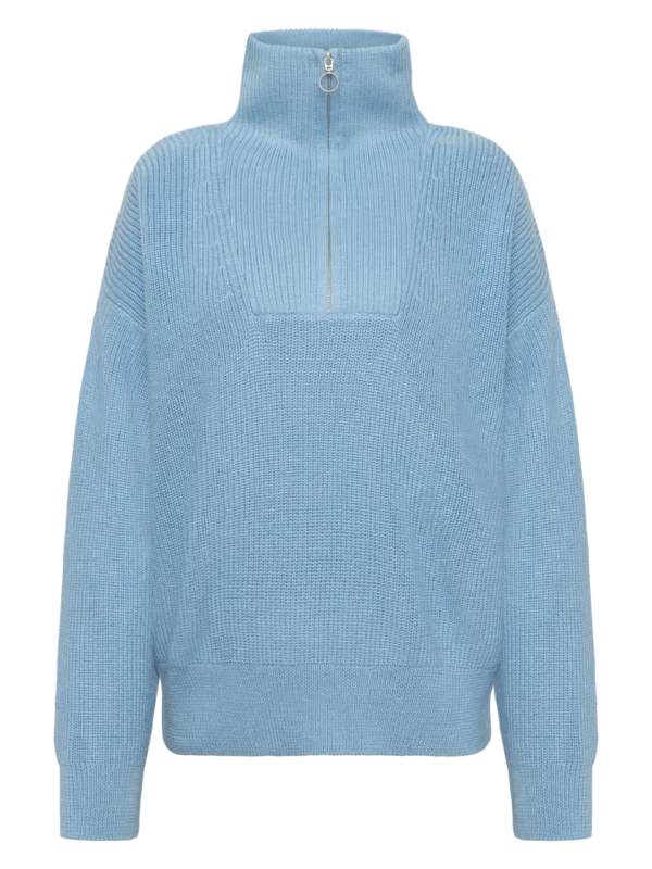 KnowledgeCotton Apparel Half-zip Trøje (Turkis) – Dame | Strik
