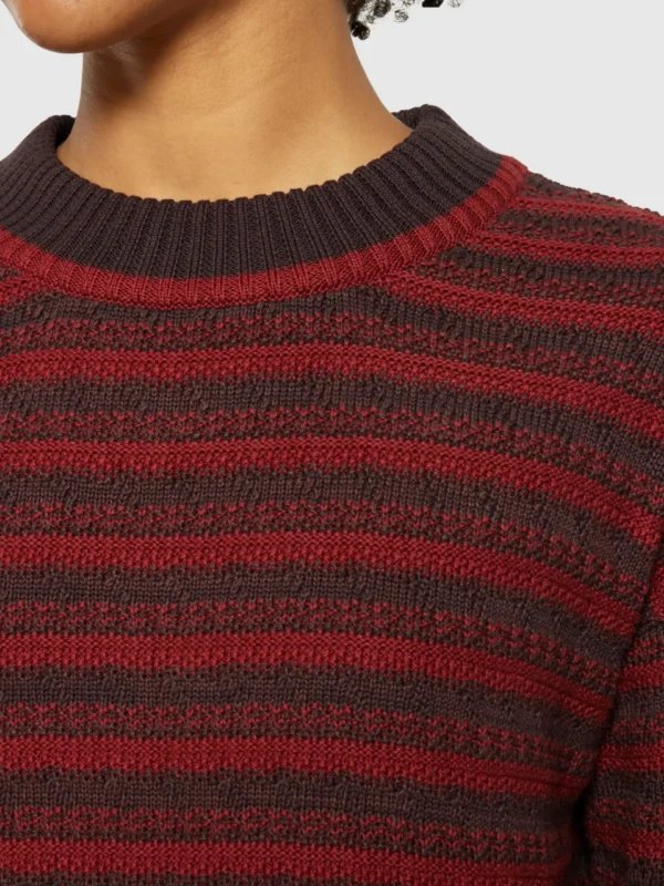 2080064-8026-1 KnowledgeCotton Apparel Striktrøje (Rød/Brun) – Dame | Strik