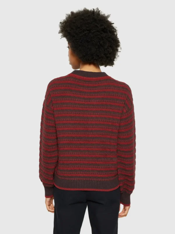 2080064-8026-3 KnowledgeCotton Apparel Striktrøje (Rød/Brun) – Dame | Strik