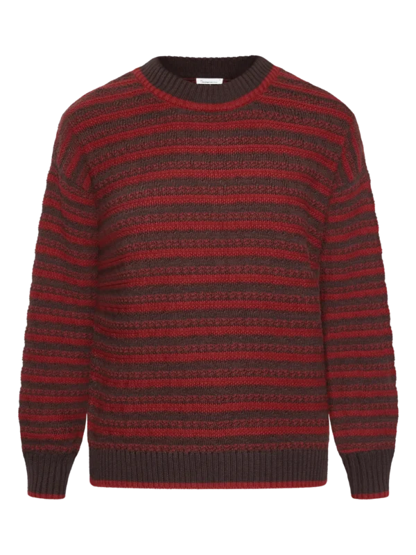 2080064-8026-5 KnowledgeCotton Apparel Striktrøje (Rød/Brun) – Dame | Strik