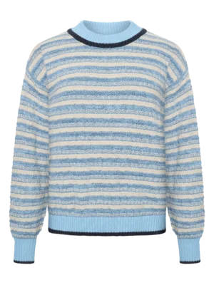 2080064-8034-1 KnowledgeCotton Apparel Stribet Striktrøje (Blå) – Dame | Strik