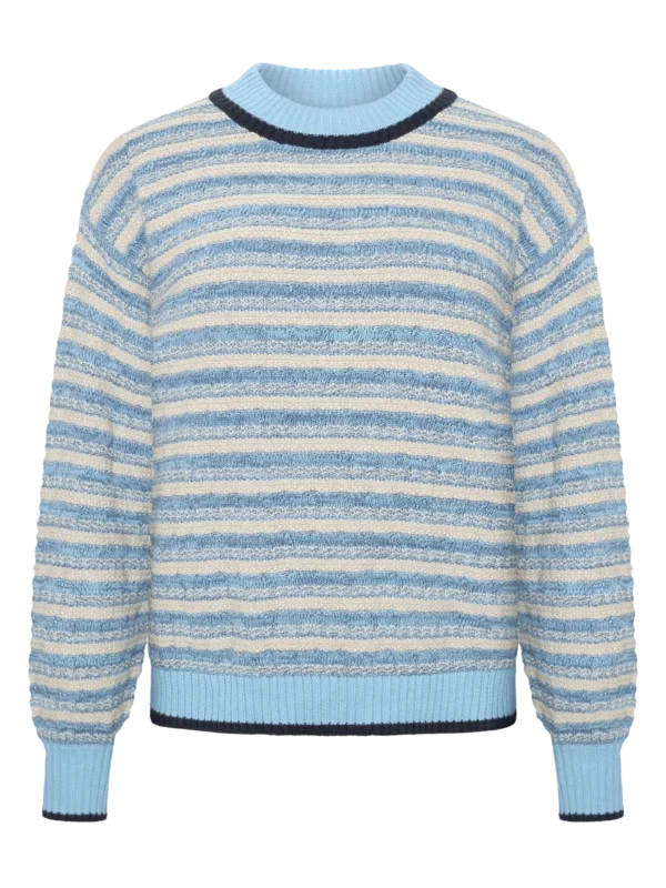 KnowledgeCotton Apparel Stribet Striktrøje (Blå) – Dame | Strik