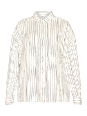 2090037-8026-5 KnowledgeCotton Apparel Stribet Skjorte (Cremehvid/Brun) – Dame | Skjorte