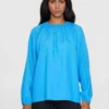 2090041-1445-2 KnowledgeCotton Apparel Skjorte Top (Turkis) – Dame | Skjorte