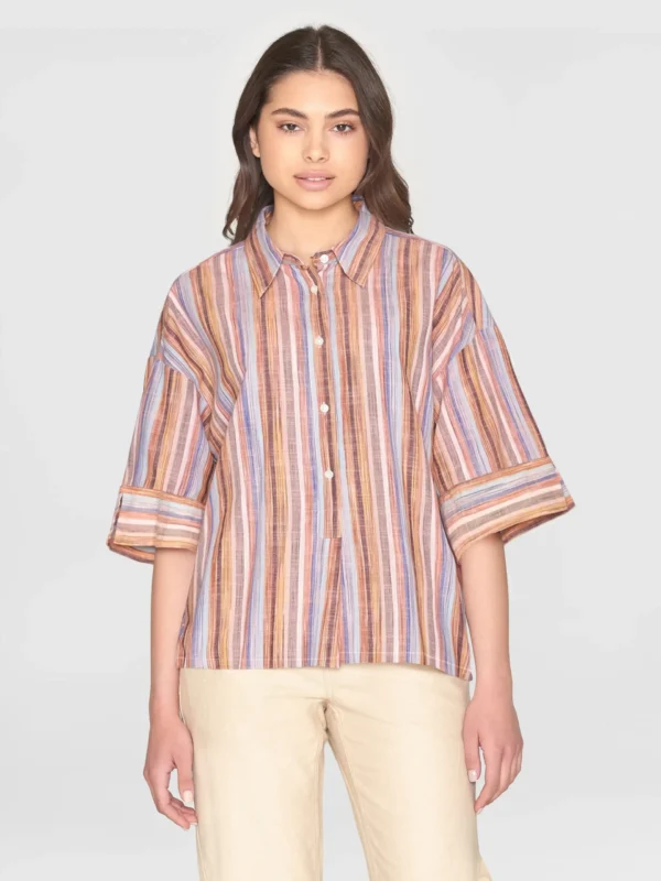 2090043-8032-2 KnowledgeCotton Apparel Kortærmet Skjorte (Multifarvet) – Dame | Skjorte