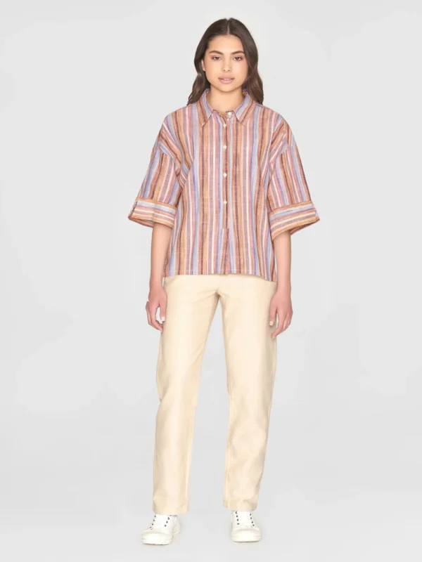 2090043-8032-4 KnowledgeCotton Apparel Kortærmet Skjorte (Multifarvet) – Dame | Skjorte