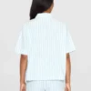 KnowledgeCotton Apparel Stribet Kortærmet Skjorte (Turkis) – Dame | Skjorte