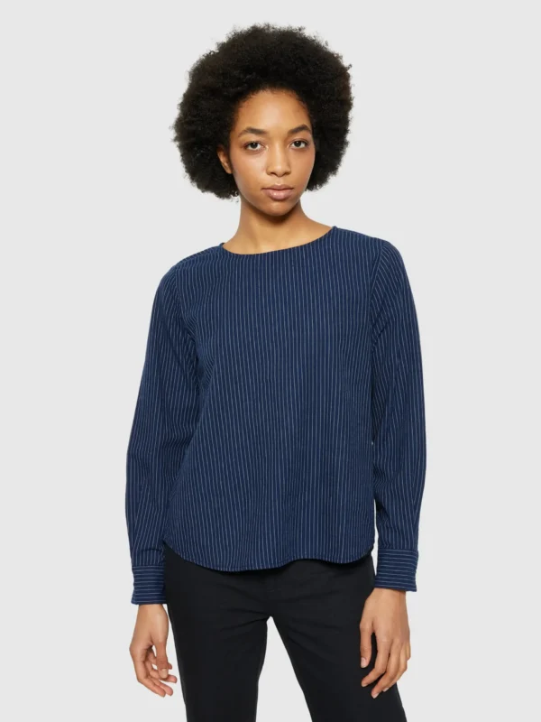 KnowledgeCotton Apparel Stribet Overshirt (Blå) – Dame | Skjorte