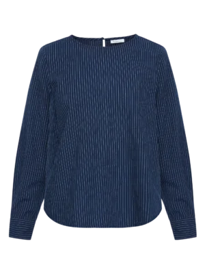 2090051-7021-5 KnowledgeCotton Apparel Stribet Overshirt (Blå) – Dame | Skjorte