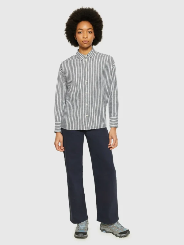 2090053-1001-4 KnowledgeCotton Apparel Stribet Skjorte (Hvid/Sort) – Dame | Skjorte