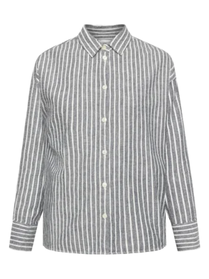 2090053-1001-5 KnowledgeCotton Apparel Stribet Skjorte (Hvid/Sort) – Dame | Skjorte