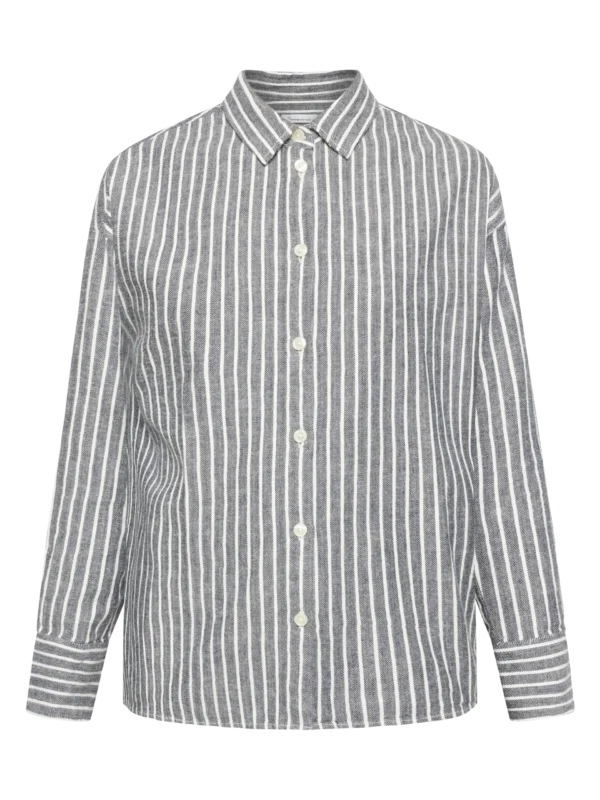 2090053-1001-5 KnowledgeCotton Apparel Stribet Skjorte (Hvid/Sort) – Dame | Skjorte