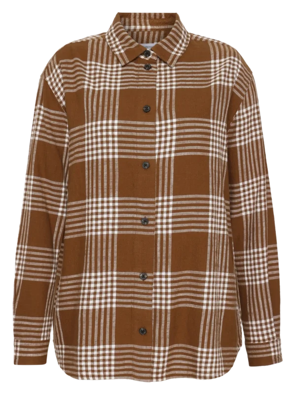 2090060-7026-4 KnowledgeCotton Apparel Ternet Skjorte (Brun) – Dame | Skjorte