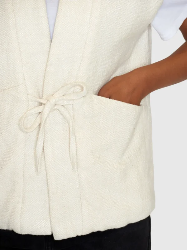 2100007-1387-1 KnowledgeCotton Apparel Kimono (Cremehvid) – Dame | Strik