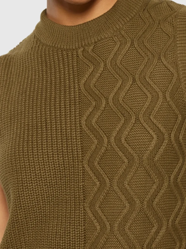 KnowledgeCotton Apparel Vest (Mørk oliven) – Dame | Strik