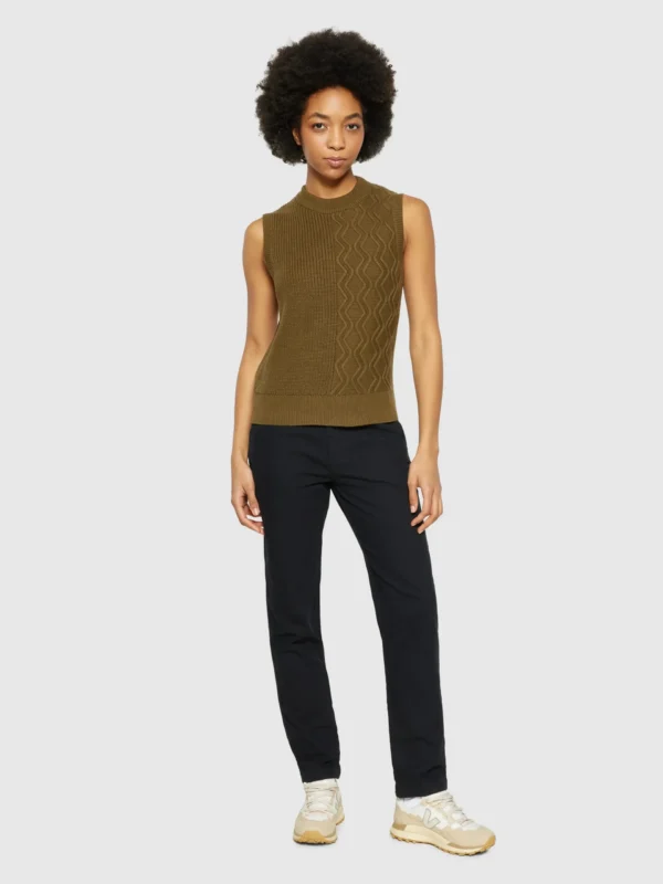 KnowledgeCotton Apparel Vest (Mørk oliven) – Dame | Strik