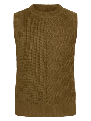 2100009-1100-5 KnowledgeCotton Apparel Vest (Mørk oliven) – Dame | Strik