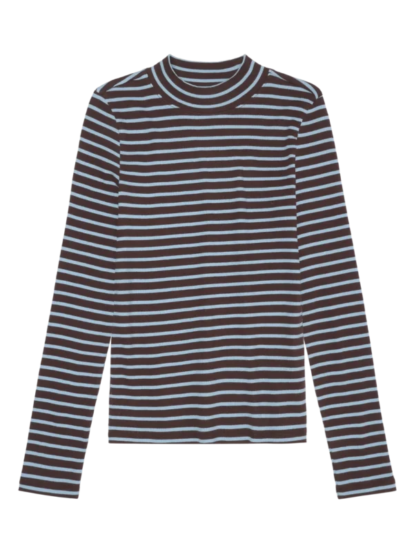 2120003-8026-5 KnowledgeCotton Apparel Stribet Langærmet T-shirt (Brun/Blå) – Dame | T-shirt