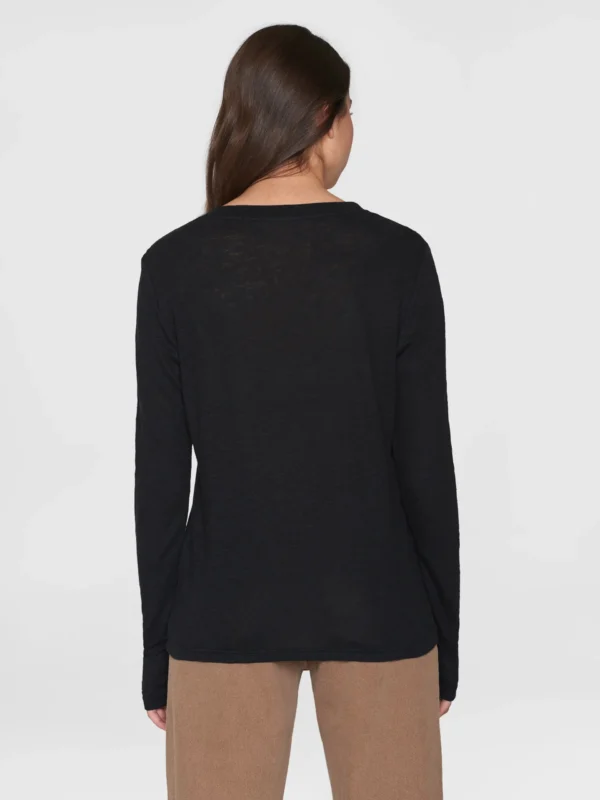 2120005-1300-3 KnowledgeCotton Apparel Langærmet T-shirt (Sort) – Dame | T-shirt