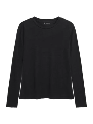 2120005-1300-5 KnowledgeCotton Apparel Langærmet T-shirt (Sort) – Dame | T-shirt