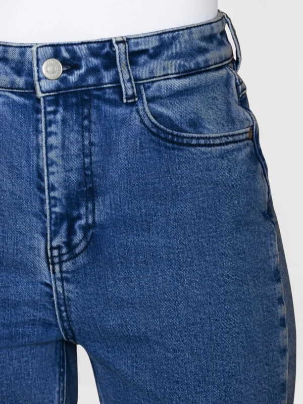 2170018-3043-1 KnowledgeCotton Apparel Zoey Flared Mid Rise Medium Blue Jeans – Dame | Bukser