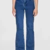 2170018-3043-2 KnowledgeCotton Apparel Zoey Flared Mid Rise Medium Blue Jeans – Dame | Bukser