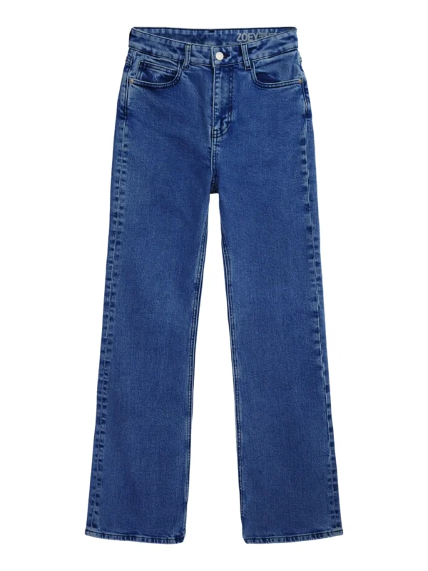 2170018-3043-5 KnowledgeCotton Apparel Zoey Flared Mid Rise Medium Blue Jeans – Dame | Bukser