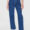 2170021-3043-2 KnowledgeCotton Apparel Gale Straight Mid Rise Blue 5 Pocket Jeans – Dame | Bukser