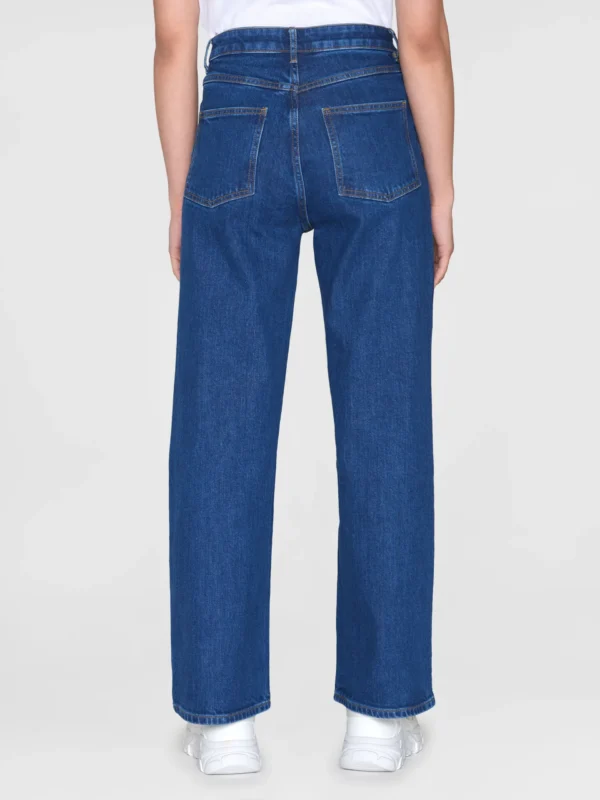 2170021-3043-3 KnowledgeCotton Apparel Gale Straight Mid Rise Blue 5 Pocket Jeans – Dame | Bukser