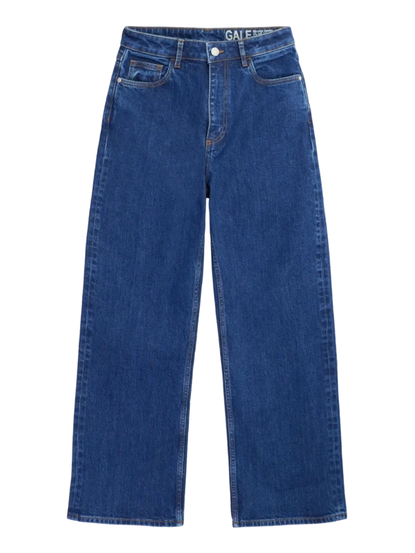 2170021-3043-5 KnowledgeCotton Apparel Gale Straight Mid Rise Blue 5 Pocket Jeans – Dame | Bukser