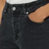 2170025-3049-1 KnowledgeCotton Apparel Gale Straight Mid Rise Rinse Black 5 Pocket Jeans – Dame | Bukser