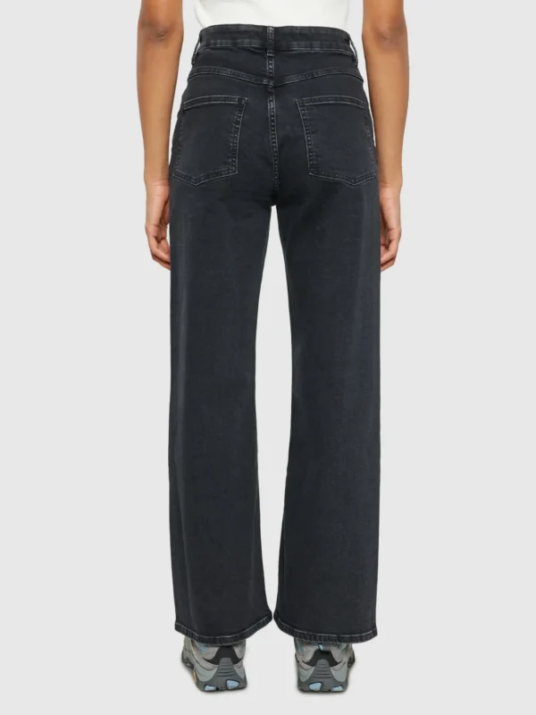 2170025-3049-3 KnowledgeCotton Apparel Gale Straight Mid Rise Rinse Black 5 Pocket Jeans – Dame | Bukser