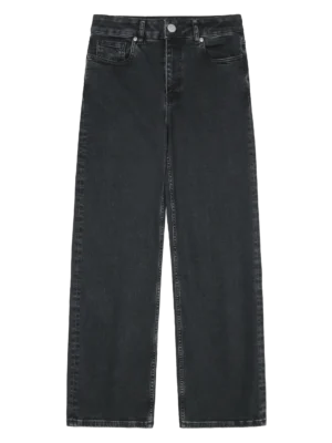 2170025-3049-5 KnowledgeCotton Apparel Gale Straight Mid Rise Rinse Black 5 Pocket Jeans – Dame | Bukser